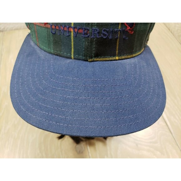 Kansas University Vintage Snapback Hat Tartan Plaid USA Made - Picture 3 of 10